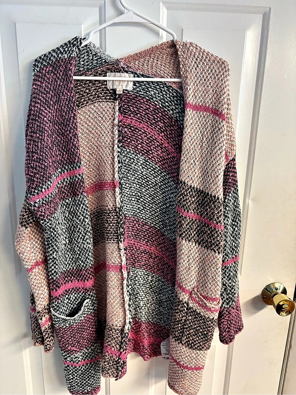 Audrey Parks for Francesca's Open Front Multi-Pattern Knit Cardigan size small (